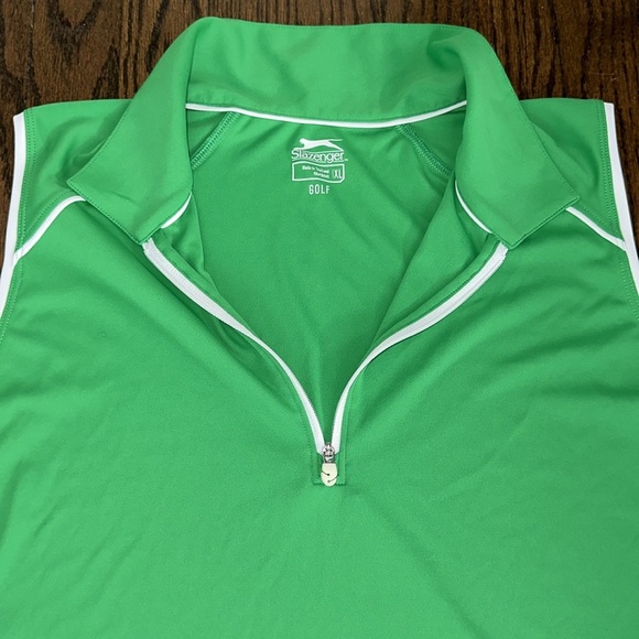 Slazenger Sleeveless Women’s Green and White Trim Golf Polo Tank Tee Shirt XL - Picture 3 of 7